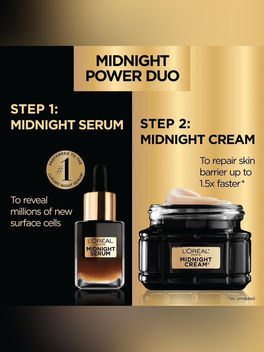 L'Oréal Paris Age Perfect Midnight Duo Facial Cream 1.7 oz & Serum 0.5 oz Set - Picture 3 of 10